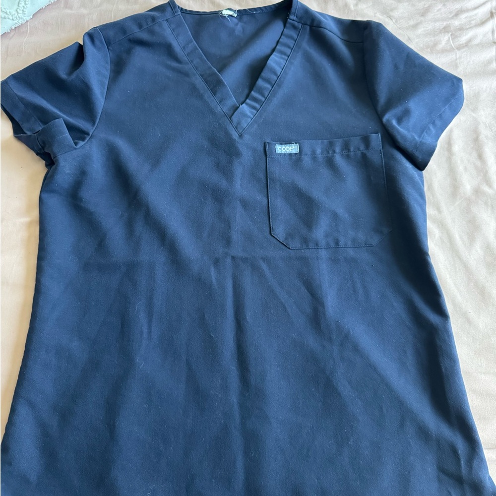 Navy Blue V-Neck Women’s Scrub Top
